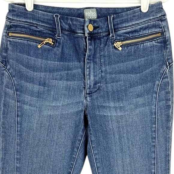 Soho New York & Co. Womens Skinny Blue Denim Jeans Size 8 Zipper Pockets Stretch - Picture 3 of 10